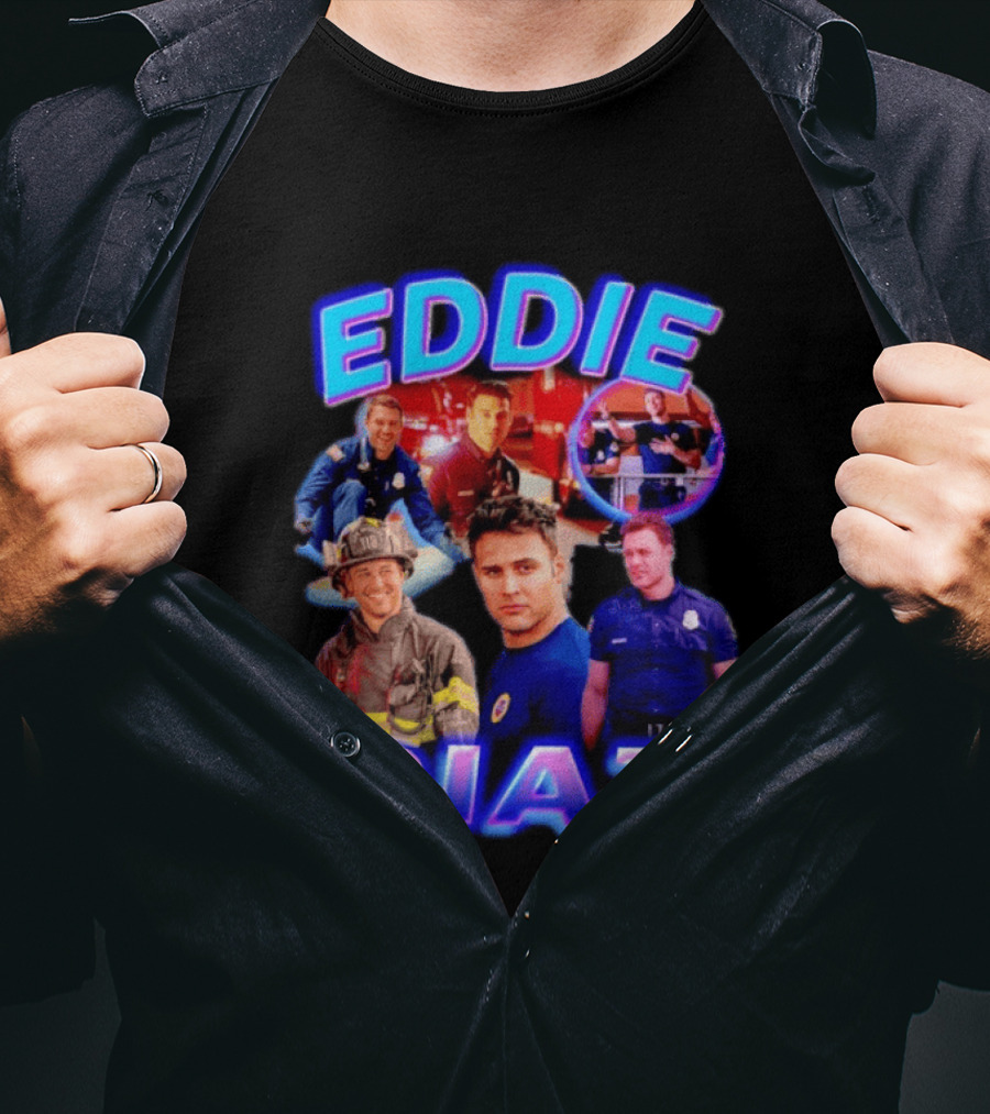 Eddie Diaz Firefighter Collage Action Scenes And Portraits T-Shirt