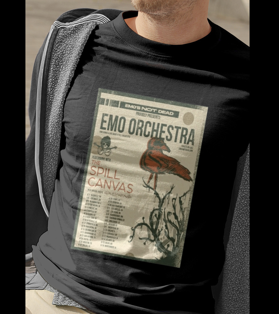 Emo Orchestra USA Tour 2026 With The Spill And Greywind Tour Dates T-Shirt