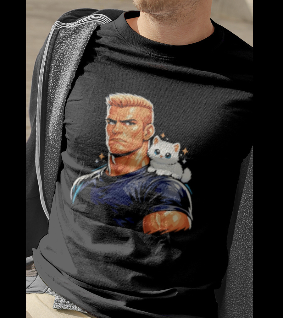 GigaChad With Tiny Cat Meme Buff Aesthetic T-Shirt
