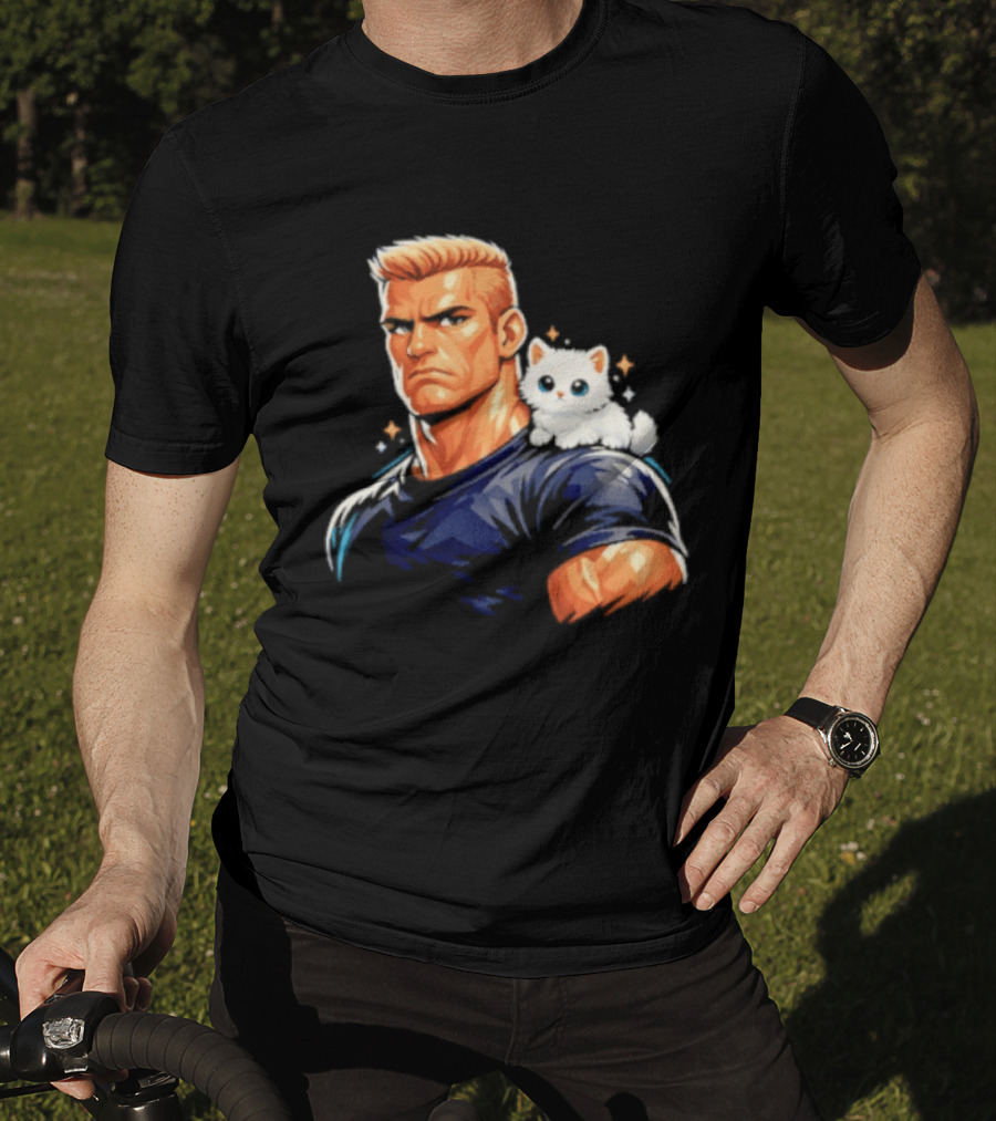 GigaChad With Tiny Cat Meme Buff Aesthetic T-Shirt