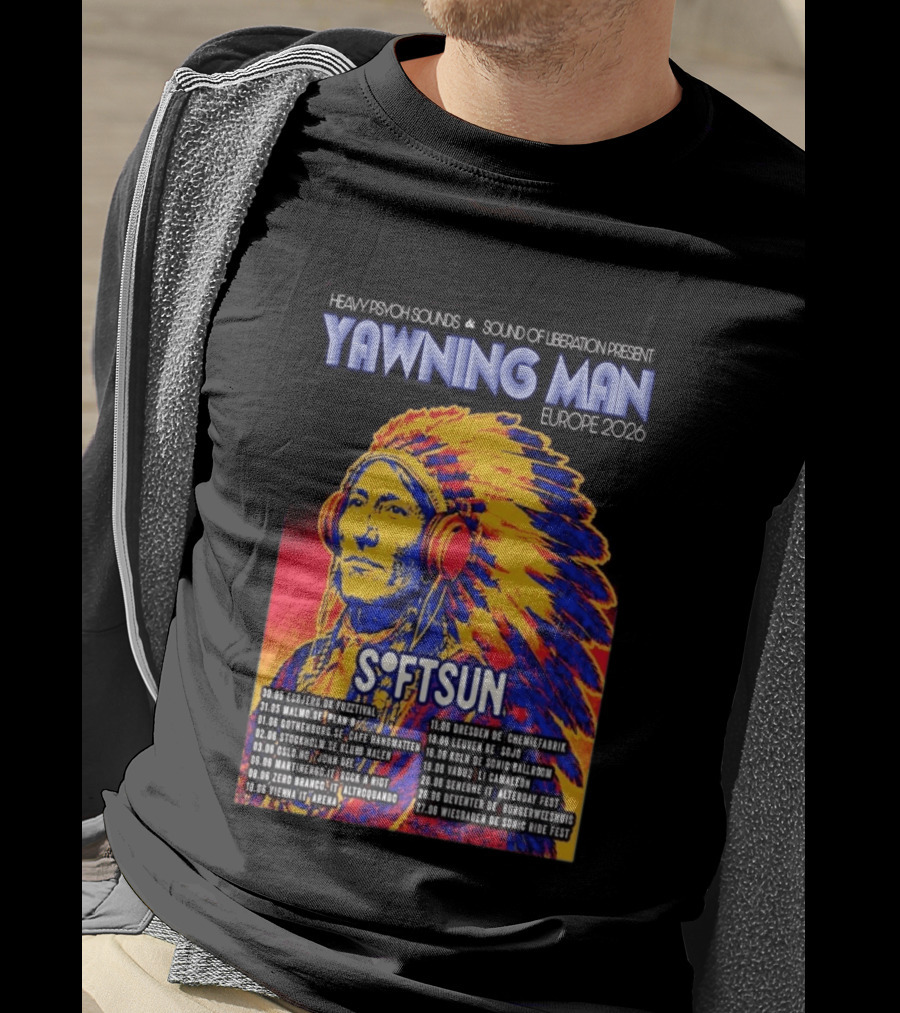 Heavy Psych Sounds Yawning Man Softsun Europe 2026 Tour T-Shirt