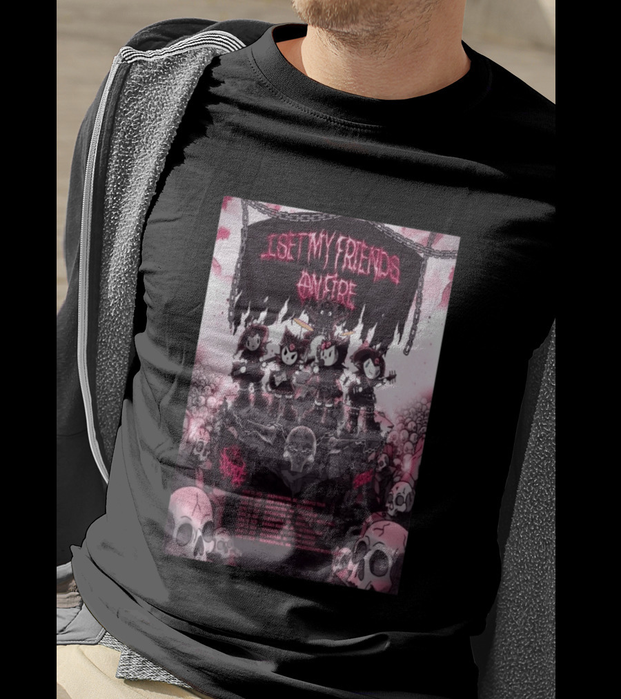 I Set My Friends On Fire Warped Tour 2026 Concert Tour Dates Skulls Chains T-Shirt