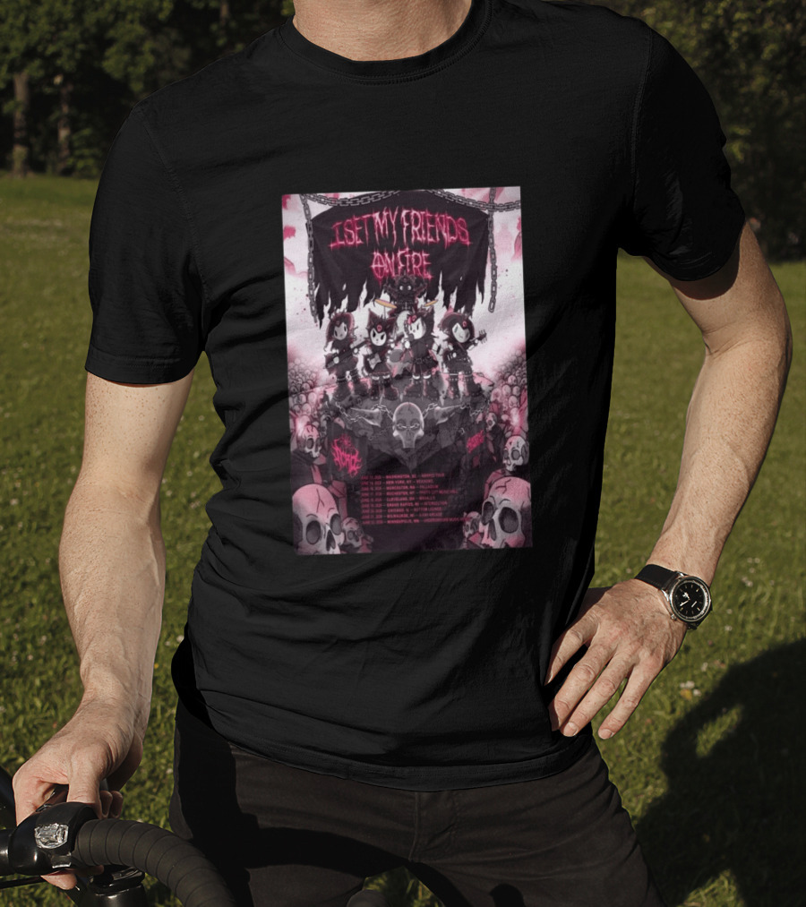 I Set My Friends On Fire Warped Tour 2026 Concert Tour Dates Skulls Chains T-Shirt