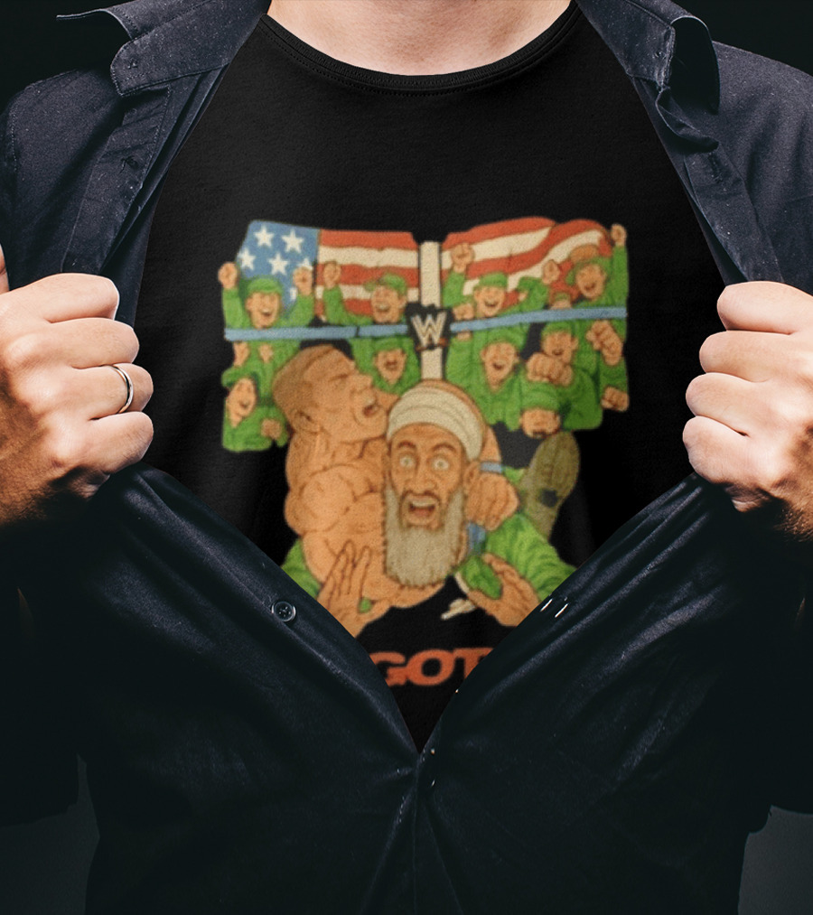 John Cena Vs Osama Bin Laden WWE We Got Him Victory USA Flag T-Shirt