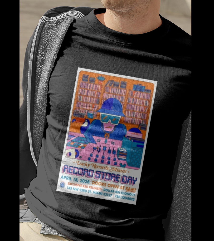 Lucky Records Miami Record Store Day April 18 2026 Exclusive RSD Releases Dollar Bin Blowout T-Shirt
