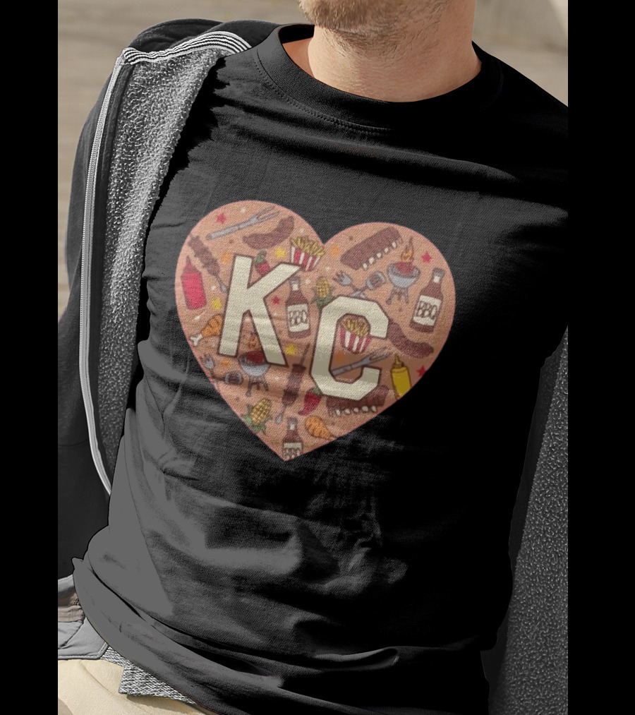 KC Heart BBQ With Grills Ribs And Sauce T-Shirt