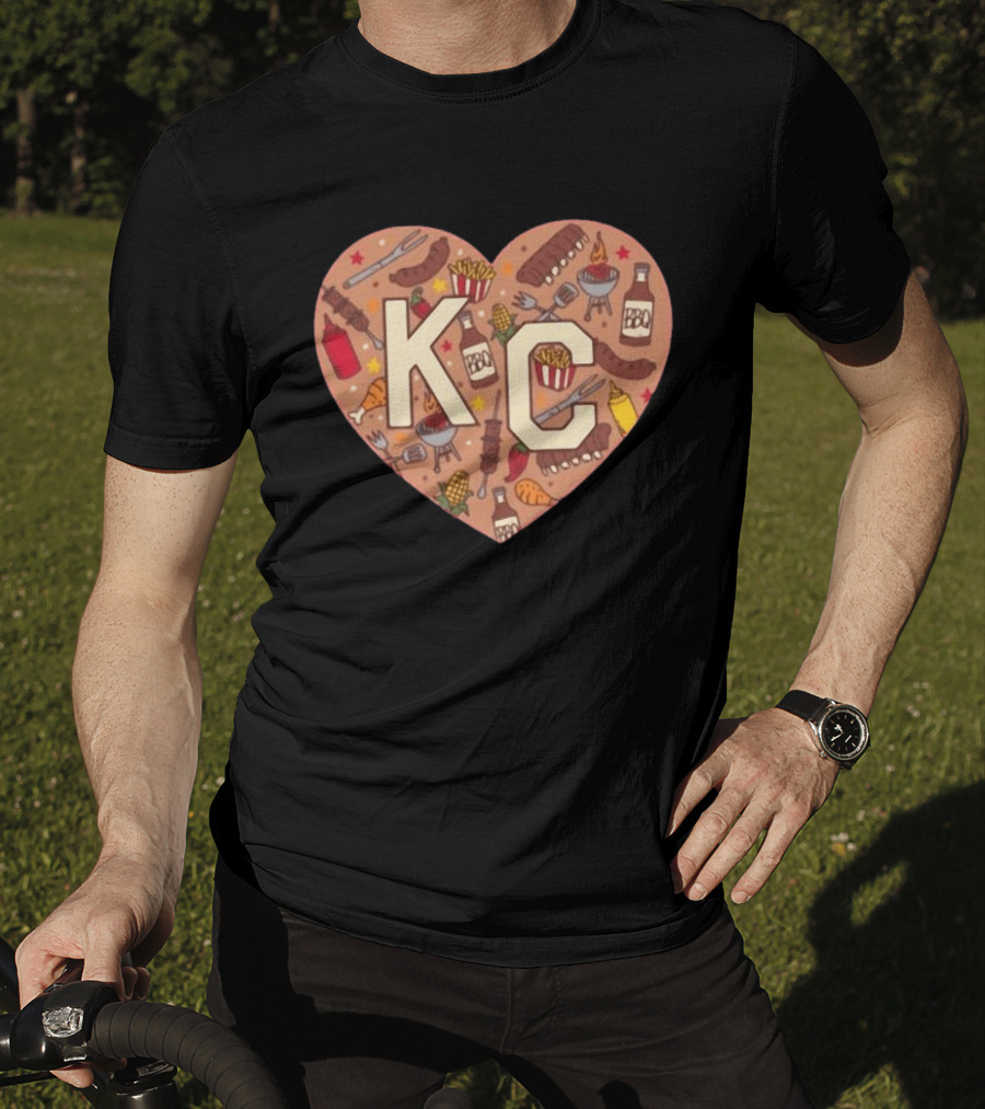 KC Heart BBQ With Grills Ribs And Sauce T-Shirt