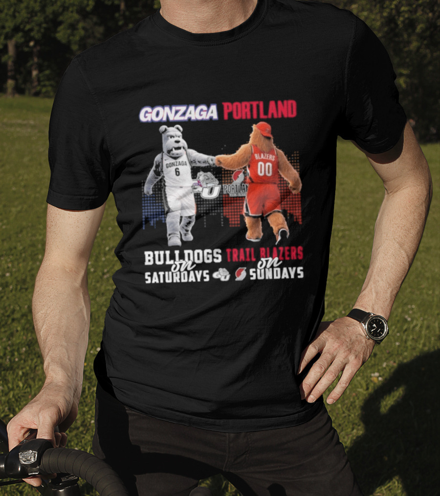Gonzaga Bulldogs Saturdays Portland Blazers Sundays Sports Fans Mascots T-Shirt