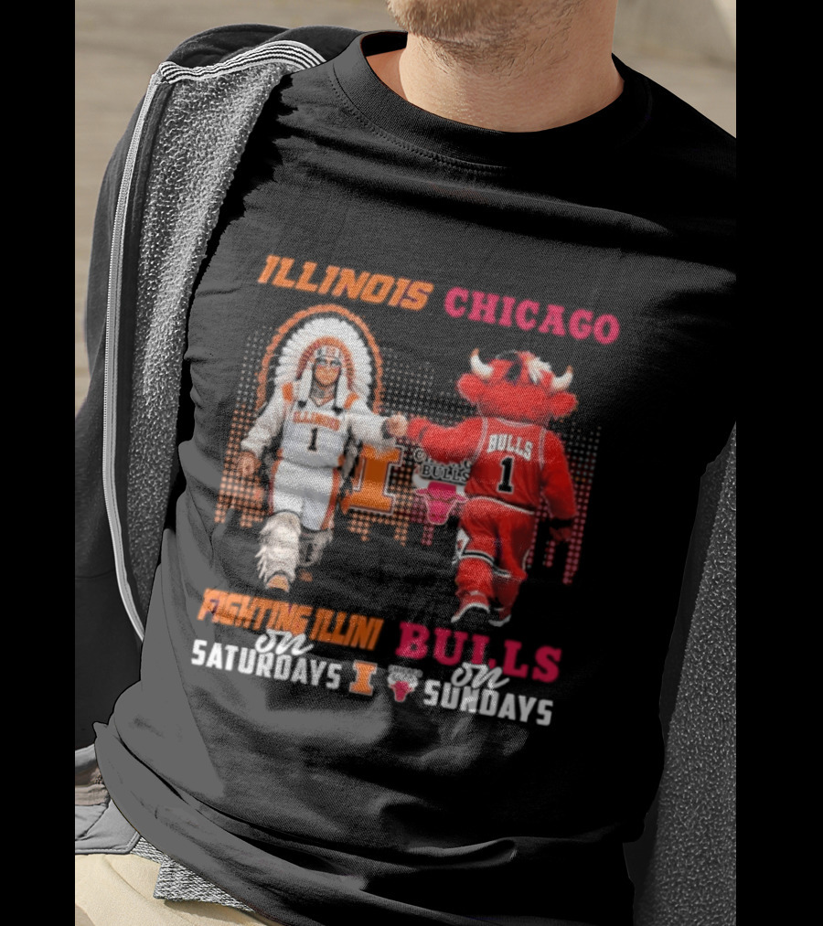 Illinois Fighting Illini On Saturdays Chicago Bulls On Sundays T-Shirt