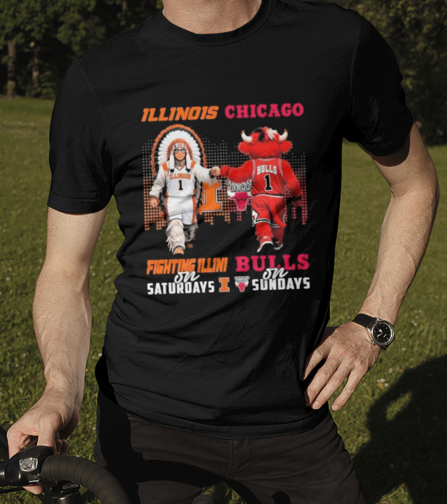 Illinois Fighting Illini On Saturdays Chicago Bulls On Sundays T-Shirt