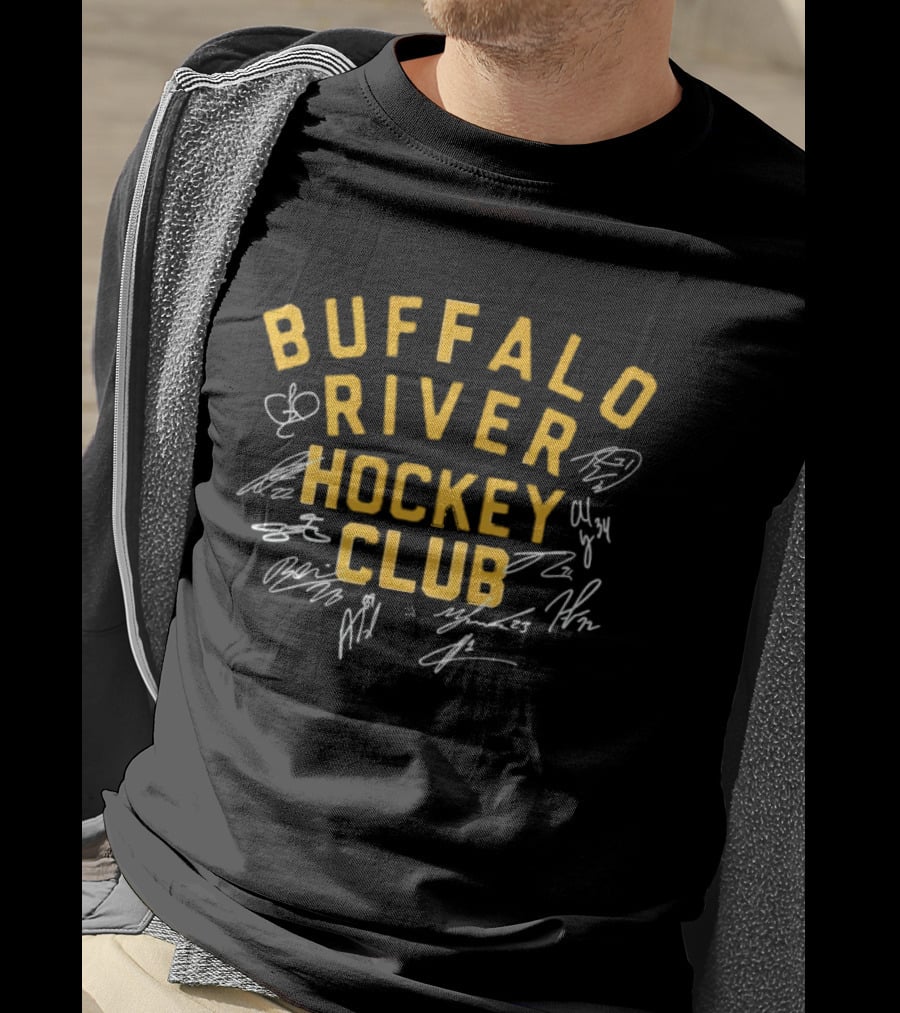 Buffalo River Hockey Club Vintage Style Graphic With White Sketch Marks T-Shirt