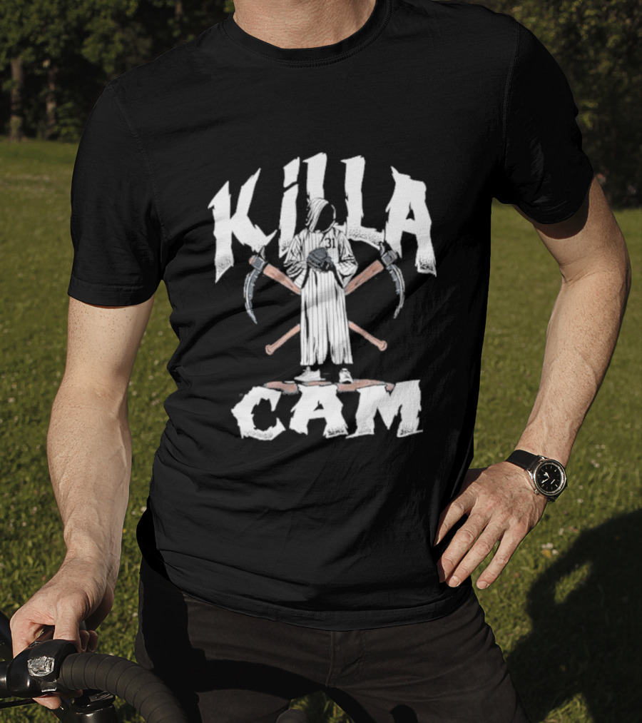 Killa Cam Schlittler New York Baseball Crossed Bats And Sickle T-Shirt