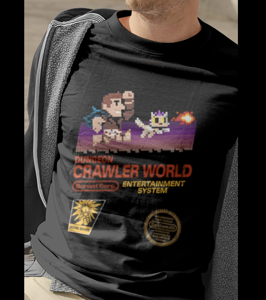 Dungeon Crawler World Entertainment System Pixel Adventure Quest Retro Game T-Shirt