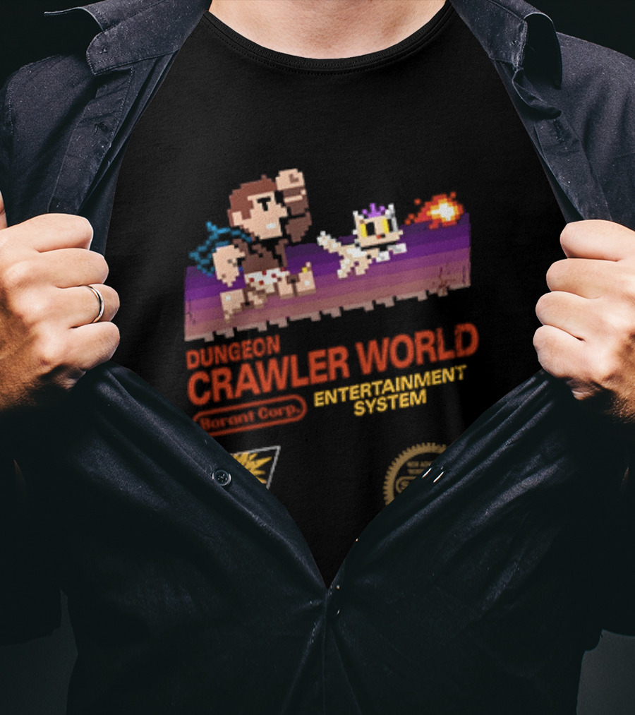 Dungeon Crawler World Entertainment System Pixel Adventure Quest Retro Game T-Shirt
