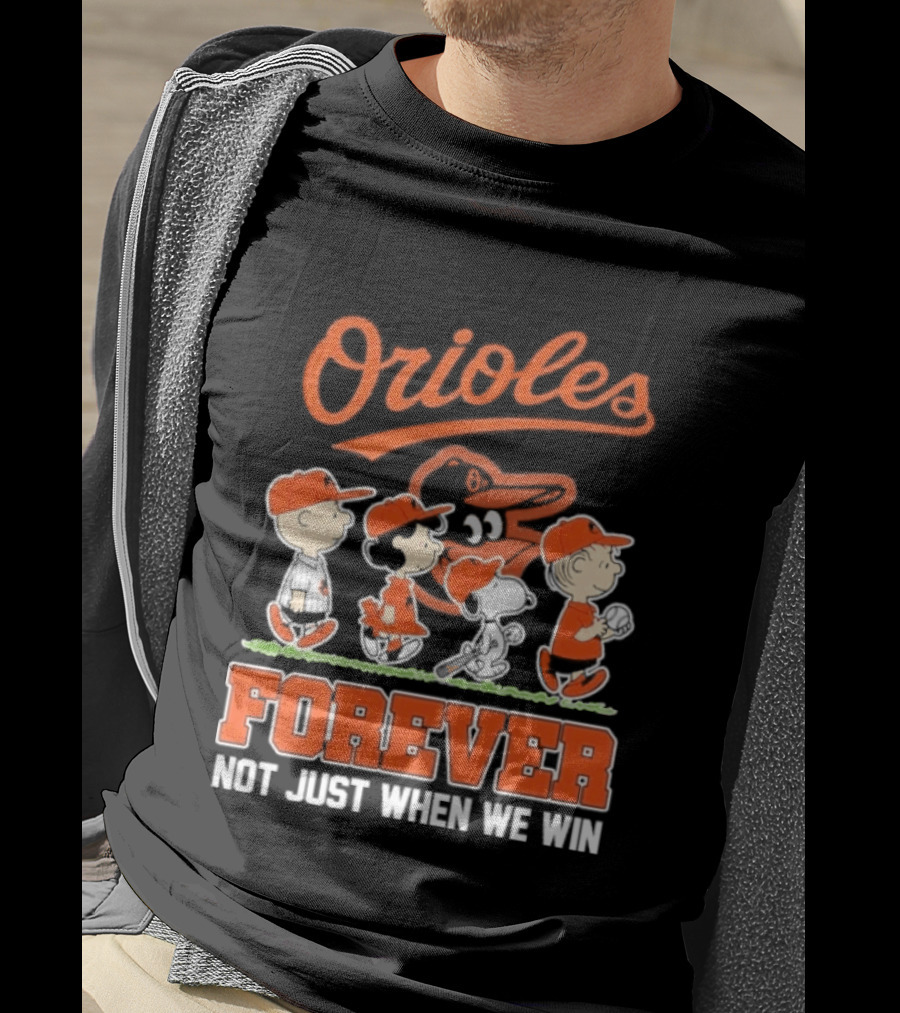 Orioles Forever Peanuts Characters Baseball Team Spirit T-Shirt