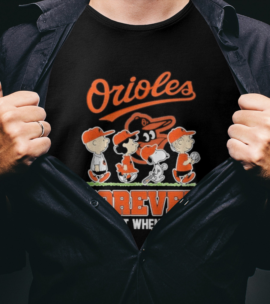 Orioles Forever Peanuts Characters Baseball Team Spirit T-Shirt