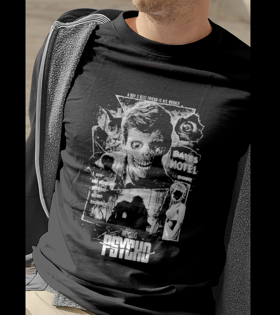 Psycho Hitchcock Collage 1960 Classic Movie Icy Blackness 2026 T-Shirt