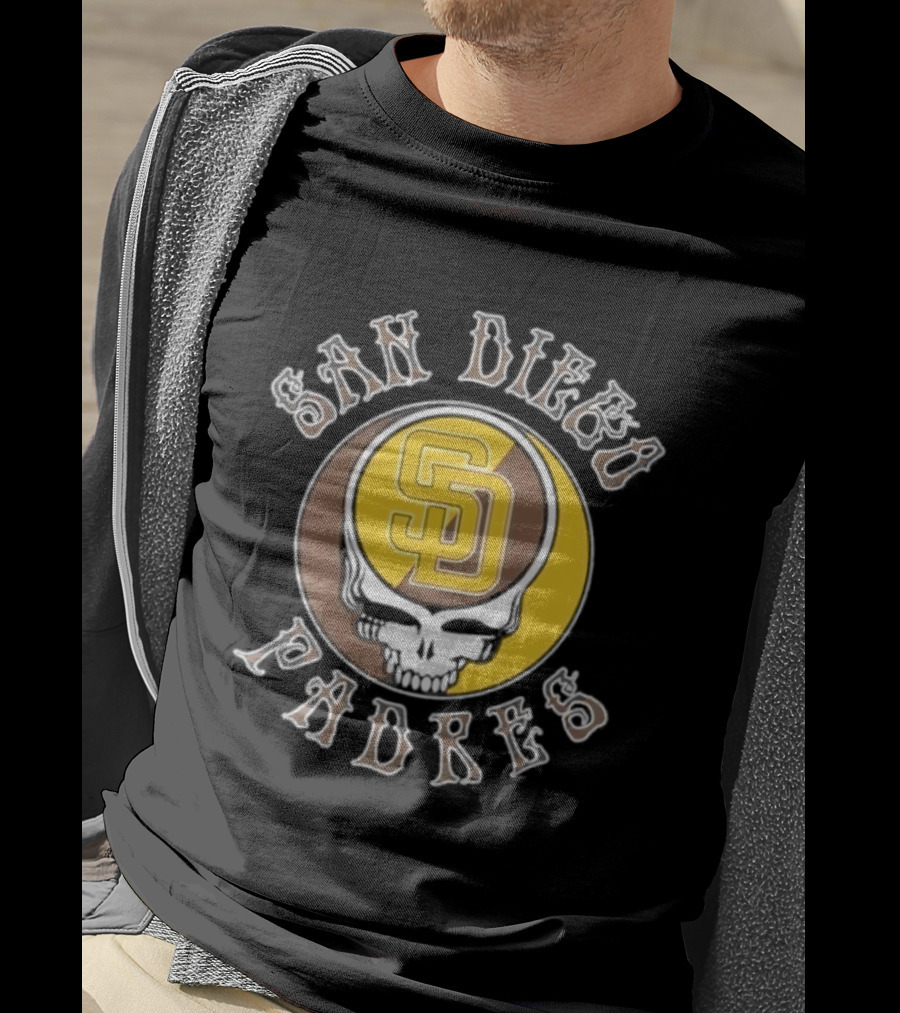 San Diego Padres SD Skull Brown Yellow T-Shirt