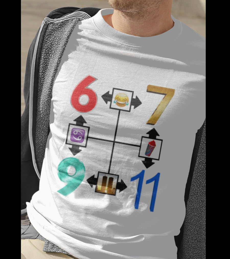 67 69 9 11 Emoji Directional Symbols With Laughing Face Crying Tears T-Shirt