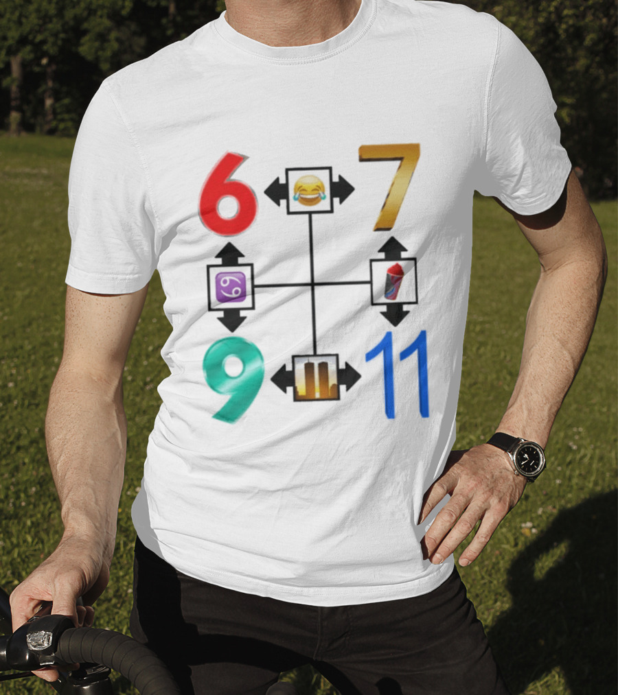 67 69 9 11 Emoji Directional Symbols With Laughing Face Crying Tears T-Shirt