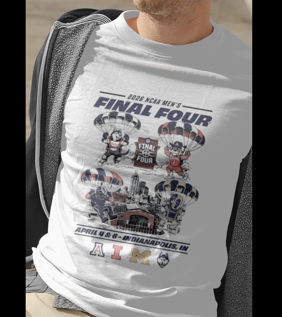 2026 NCAA Men's Basketball Final Four Mascot Parachute Houston AIM T-Shirt