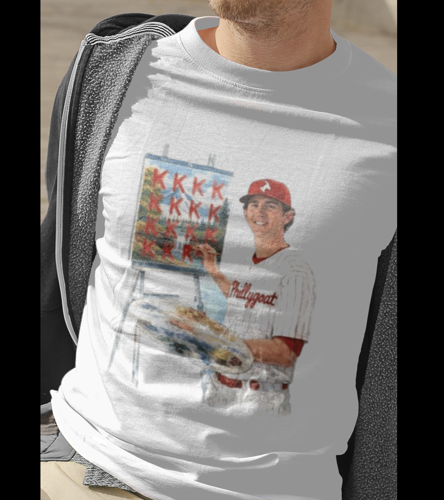 Andrew Painter Phillies Pitcher Painting Happy Little K's Phillygoat Baseball T-Shirt