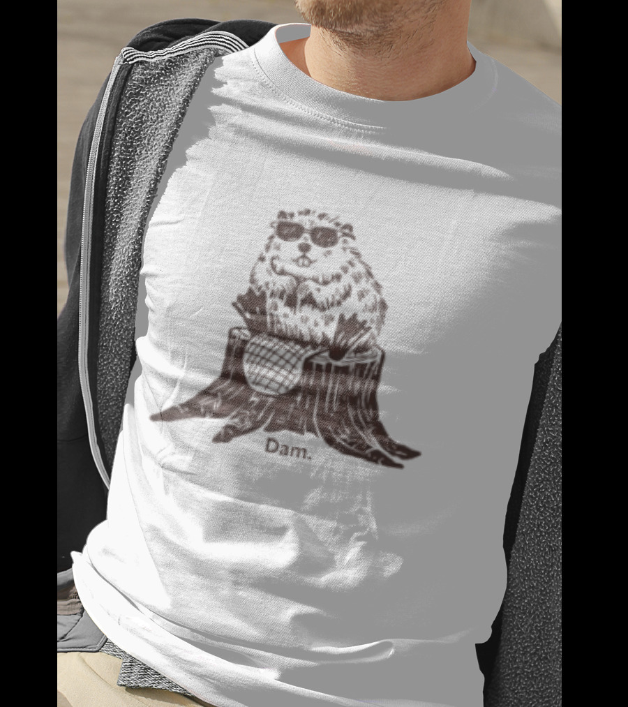 Beaver Dam Pun With Cool Sunglasses Wearing T-Shirt