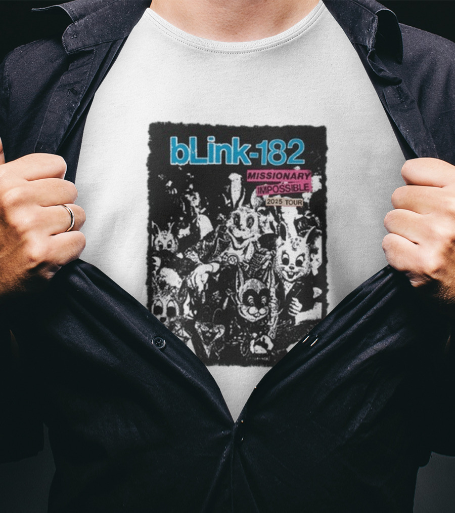 Blink 182 Missionary Impossible 2025 Tour Horror Rabbit Surrealist Band T-Shirt