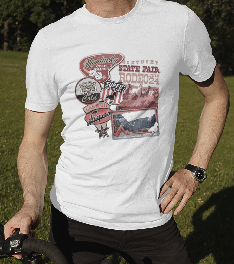 Montucky Cold Snacks Super Premium Lager Gas Oil Rodeo Signs T-Shirt