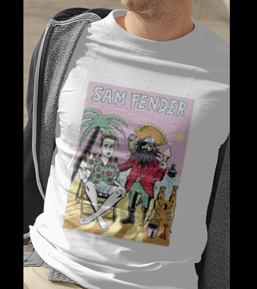 Sam Fender Tropical Pirate Ice Cream Adventure Scene T-Shirt