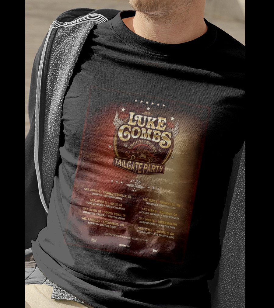 Luke Combs Bootleggers Tailgate Party 2026 My Kinda Saturday Night Tour City Dates Whiskey Jam T-Shirt