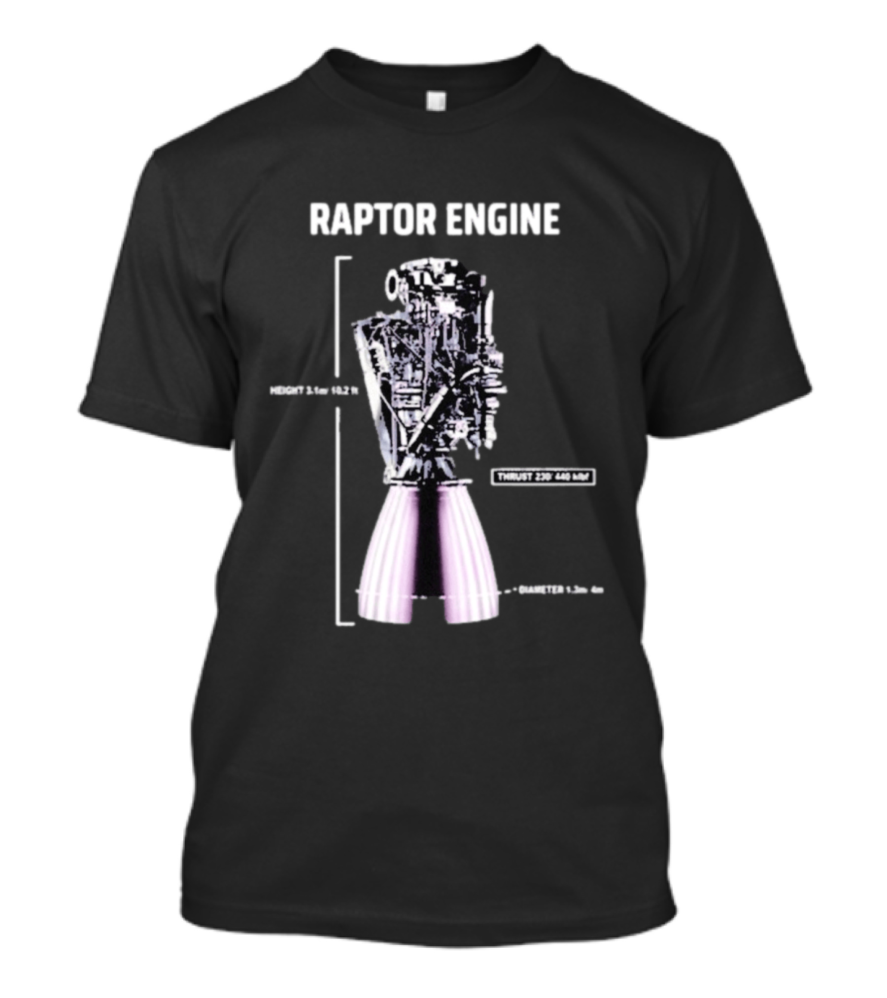 Raptor Engine Thrust 230 440 Klb Elon Musk T-Shirt