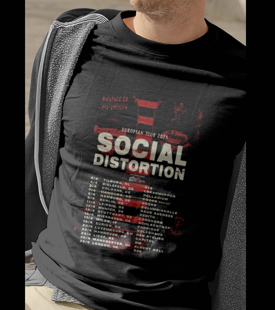 Social Distortion European Tour 2025 Tilburg Berlin Manchester London Dates Venues T-Shirt