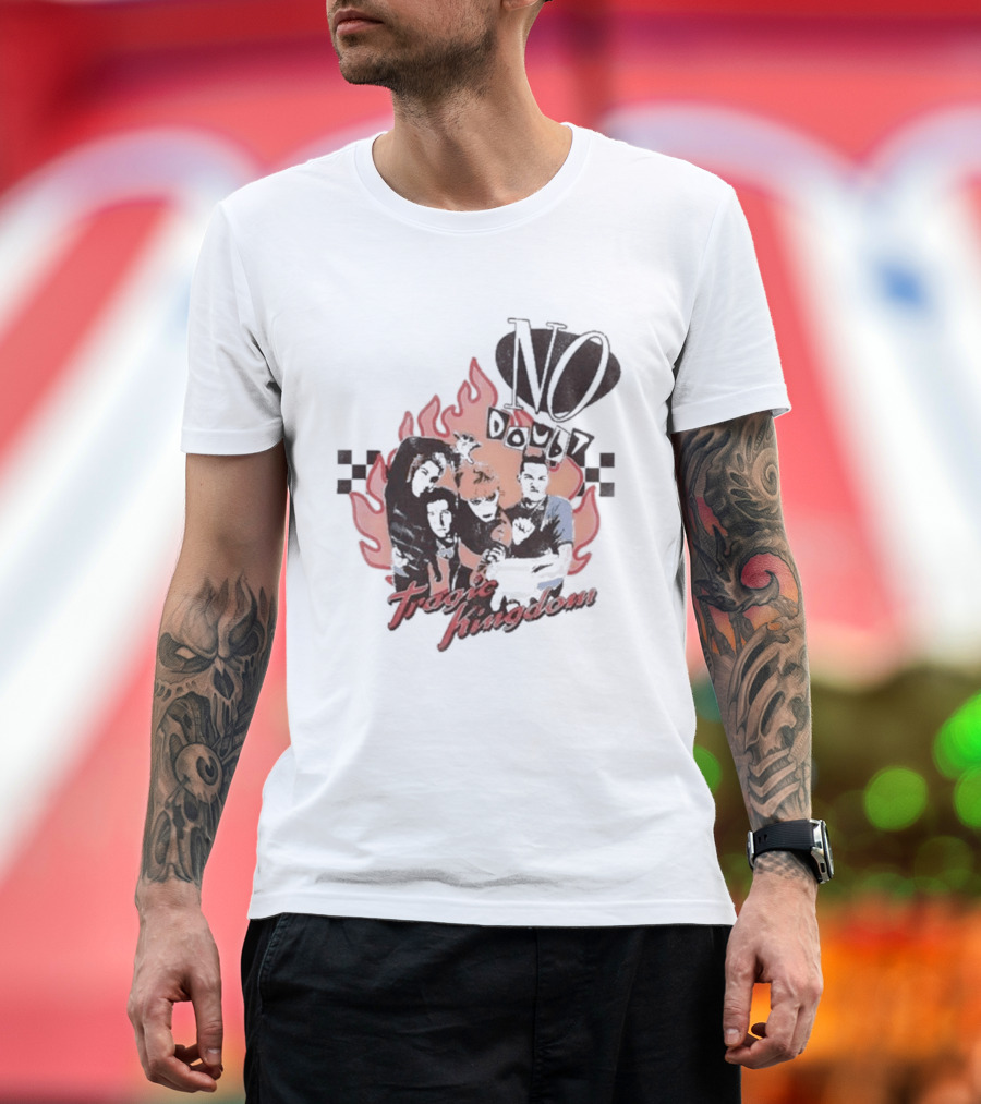 No Doubt Tragic Kingdom Band Flames And Checkerboard T-Shirt