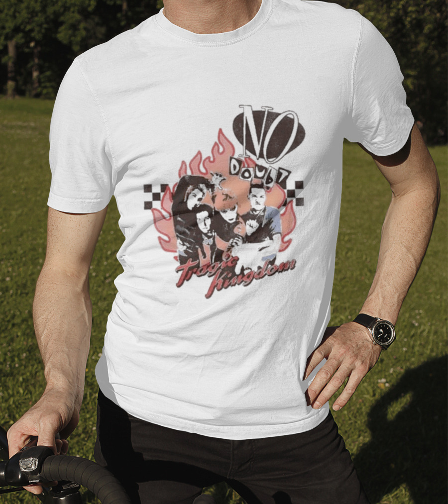 No Doubt Tragic Kingdom Band Flames And Checkerboard T-Shirt