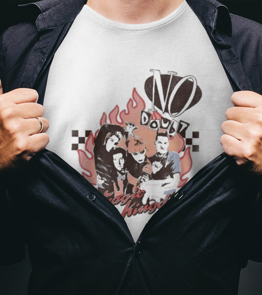 No Doubt Tragic Kingdom Band Flames And Checkerboard T-Shirt