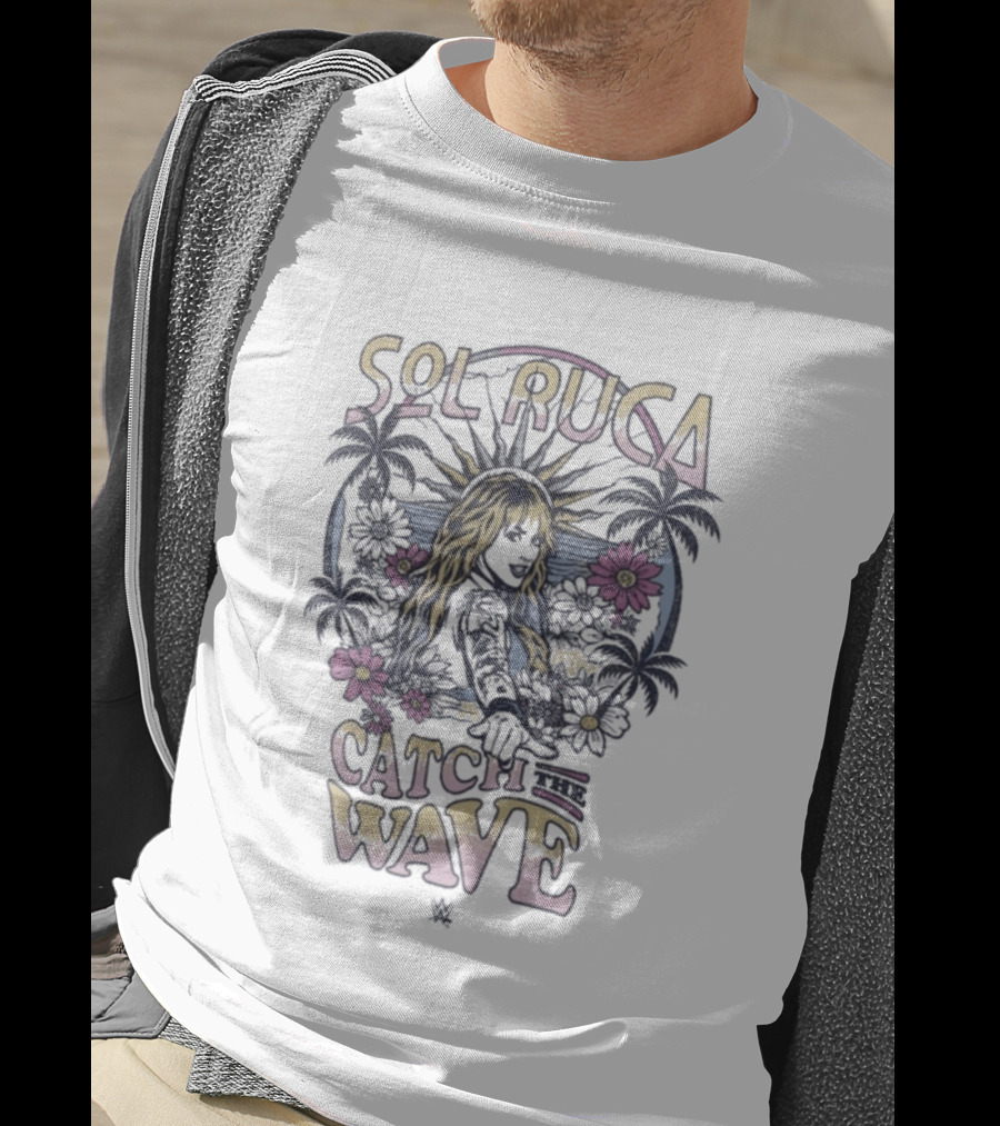 Sol Ruca Catch The Wave Erin Andrews Women's Wear Beach Vibes Tropical Flowers T-Shirt