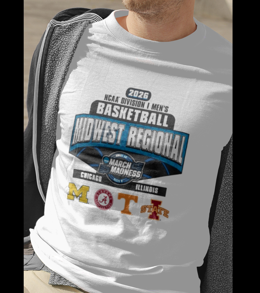 2026 NCAA DI Men's Basketball Midwest Regional Chicago Illinois March Madness Mizzou Dayton Tenn Iowa State T-Shirt
