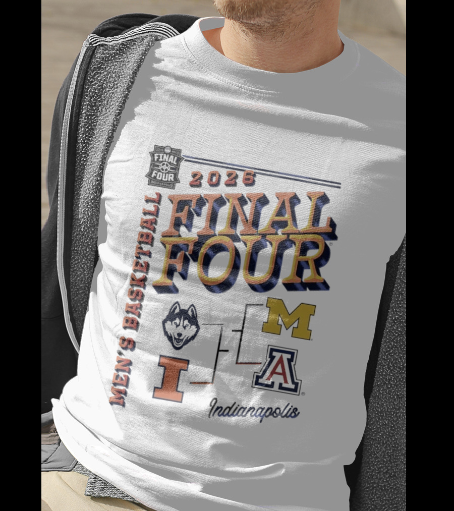 2026 Final Four Men's Basketball Indianapolis UConn Illinois Michigan Arizona T-Shirt