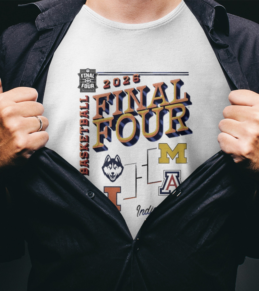 2026 Final Four Men's Basketball Indianapolis UConn Illinois Michigan Arizona T-Shirt