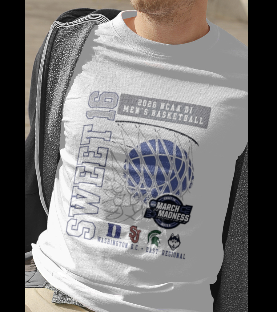 Sweet 16 2026 NCAA DI Men's Basketball East Regional Duke, St. John's, Michigan State, Eastern Kentucky T-Shirt