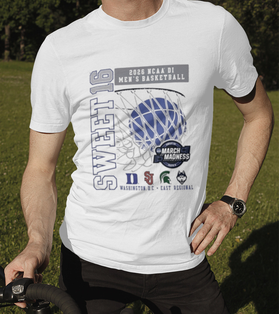 Sweet 16 2026 NCAA DI Men's Basketball East Regional Duke, St. John's, Michigan State, Eastern Kentucky T-Shirt