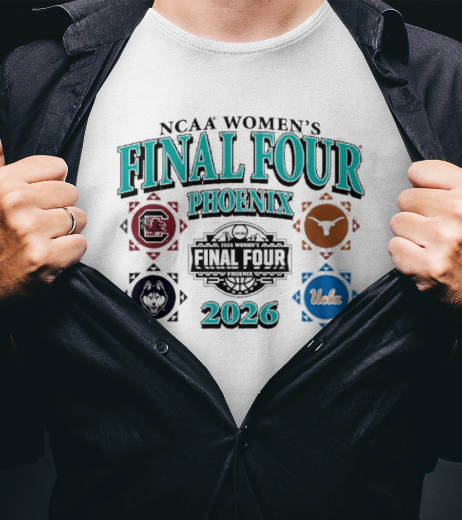 University Of South Carolina Women’s Basketball 2026 Final 4 And 4 Teams T-Shirt