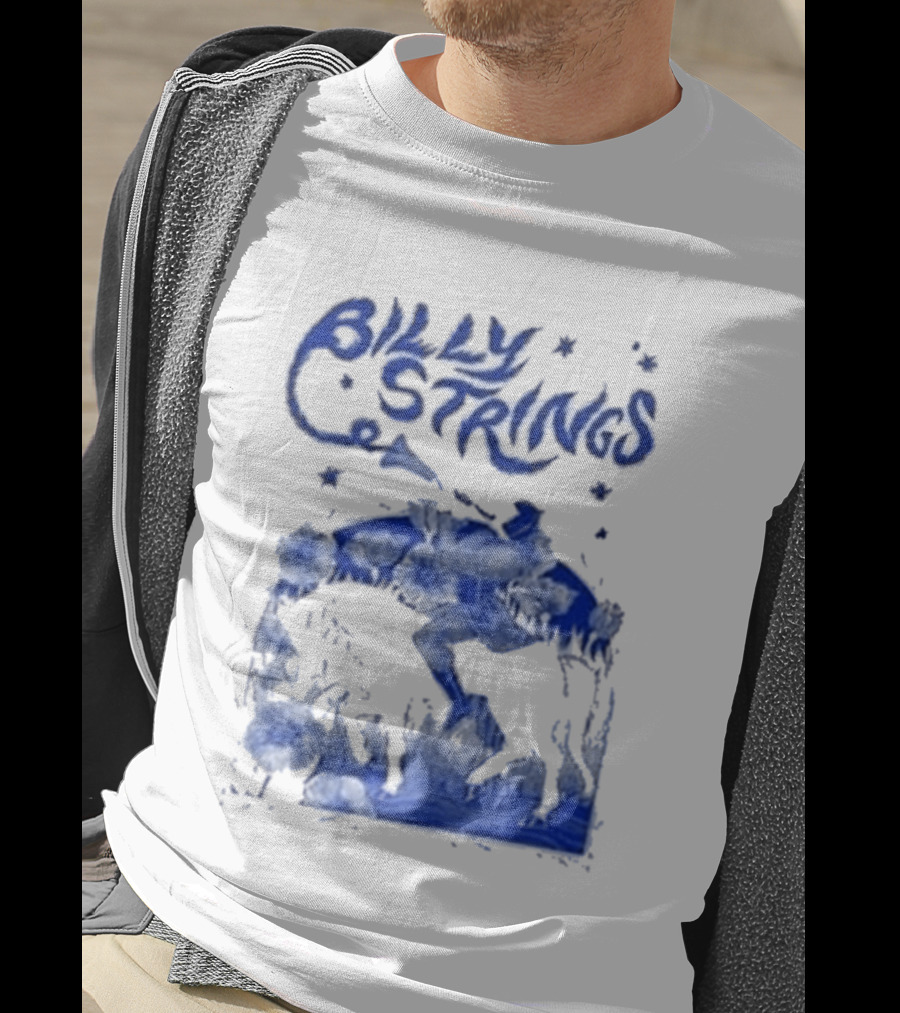 Billy Strings Fall Tour 2026 Skeleton Moon Walking Artistic Blue T-Shirt