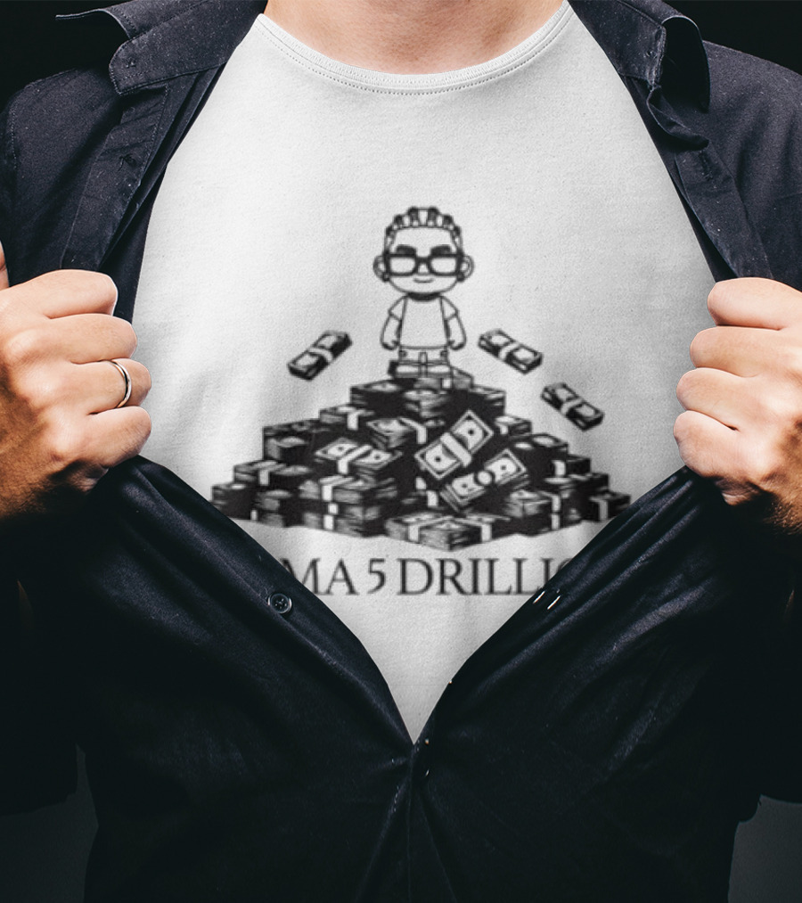 Boma 5 Drillion Cartoon Figure On Money Stack T-Shirt