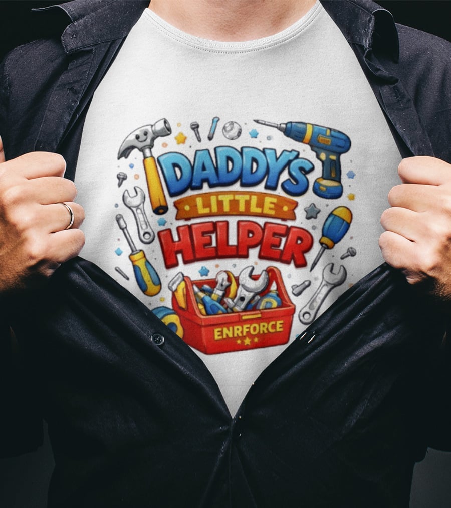 Daddy's Little Helper Enrforce Toolbox Tools And Stars T-Shirt