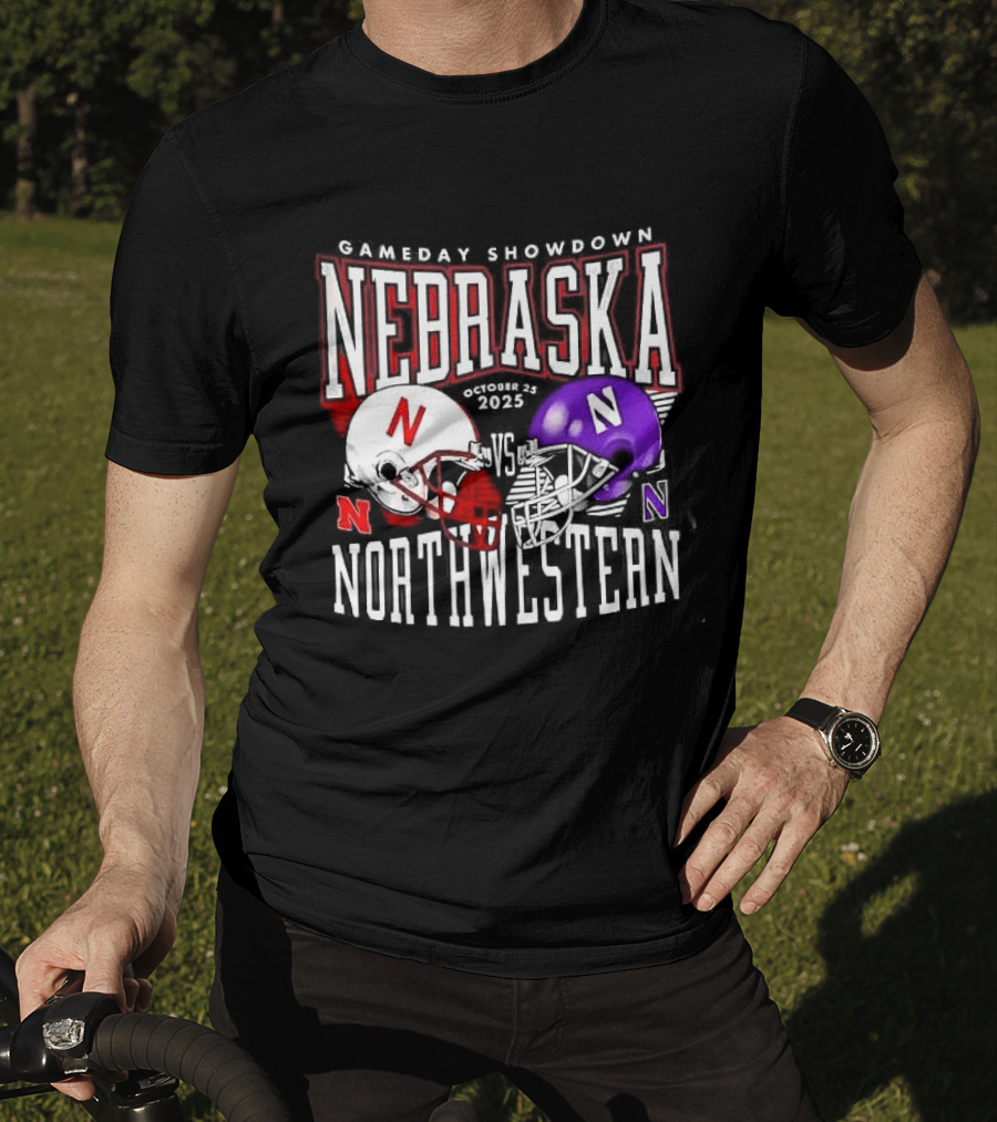 Nebraska Cornhuskers Northwestern Wildcats Gameday Showdown 2025 Helmet Matchup T-Shirt