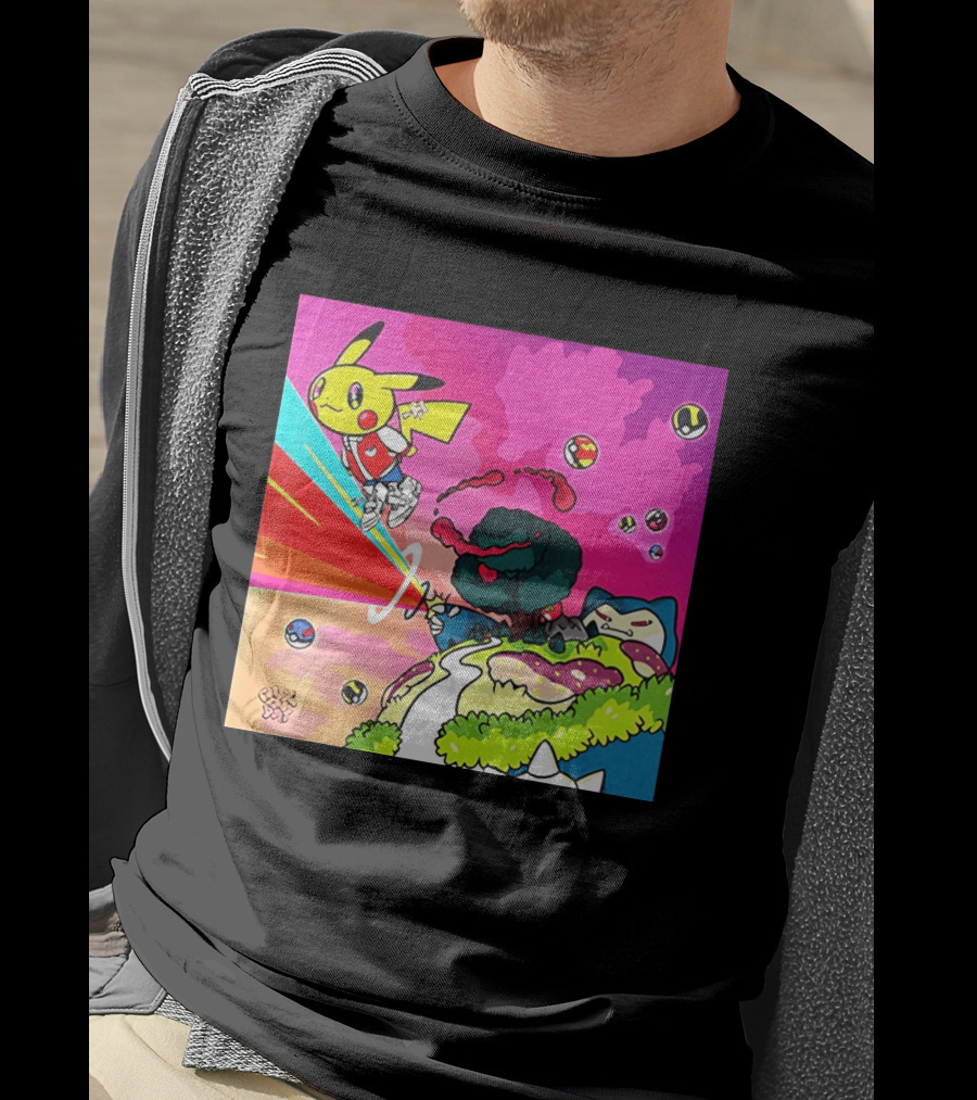 Pikachu Graduation Inspired By Album Cover Elements Pokemon Crossover Scene T-Shirt