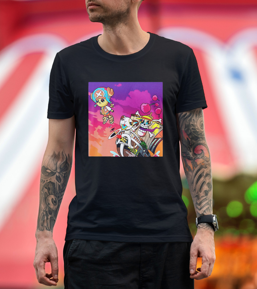 Tony Tony Chopper One Piece Anime Meets Kanye Graduation Style Fusion T-Shirt