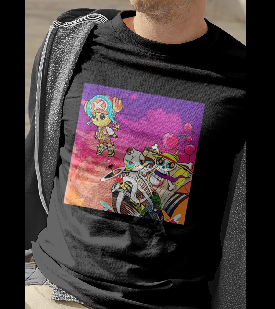 Tony Tony Chopper One Piece Anime Meets Kanye Graduation Style Fusion T-Shirt